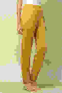 Mustard Acrylic Regular Solid Legging image number 3