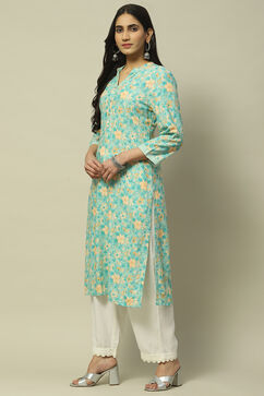 Green Rayon Staight Kurta image number 2