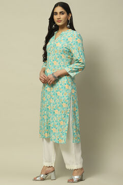 Green Rayon Staight Kurta image number 2