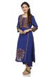 Blue Straight Viscose Kurta image number 3