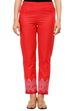 Red Cotton Straight Pants image number 0