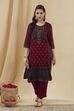 Mustard Viscose Blend Straight Printed  image number 0