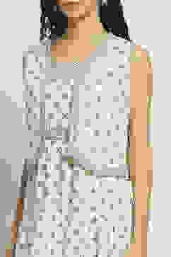 Off-White Cotton Printed Tiered Dress image number 1