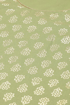 Olive Green Cotton Straight Suit Set image number 1