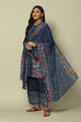 Indigo Blue Polyester Printed Dupatta image number 0