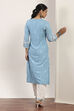 Blue Viscose Rayon Straight Kurta Pants Set image number 4