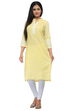 Light Yellow Cotton Straight Kurta image number 0