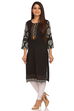 Black Straight Cotton Kurta image number 2