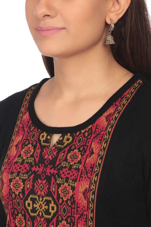 Black Straight Poly Cotton Kurta image number 1