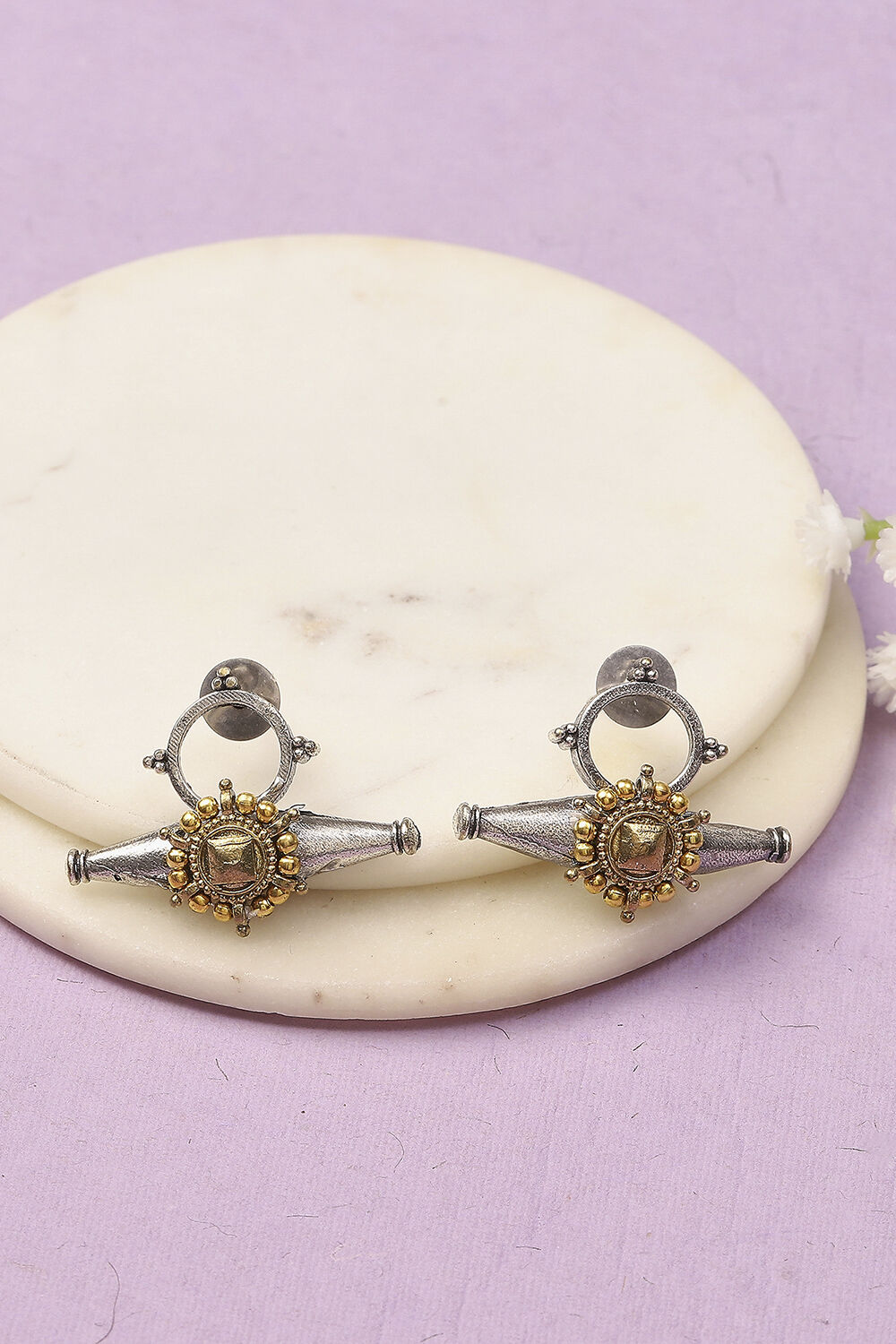 Dual Oxidised Alloy Earrings image number 0