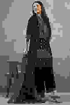 Black Polyester Printed Straight Suit Set image number 0