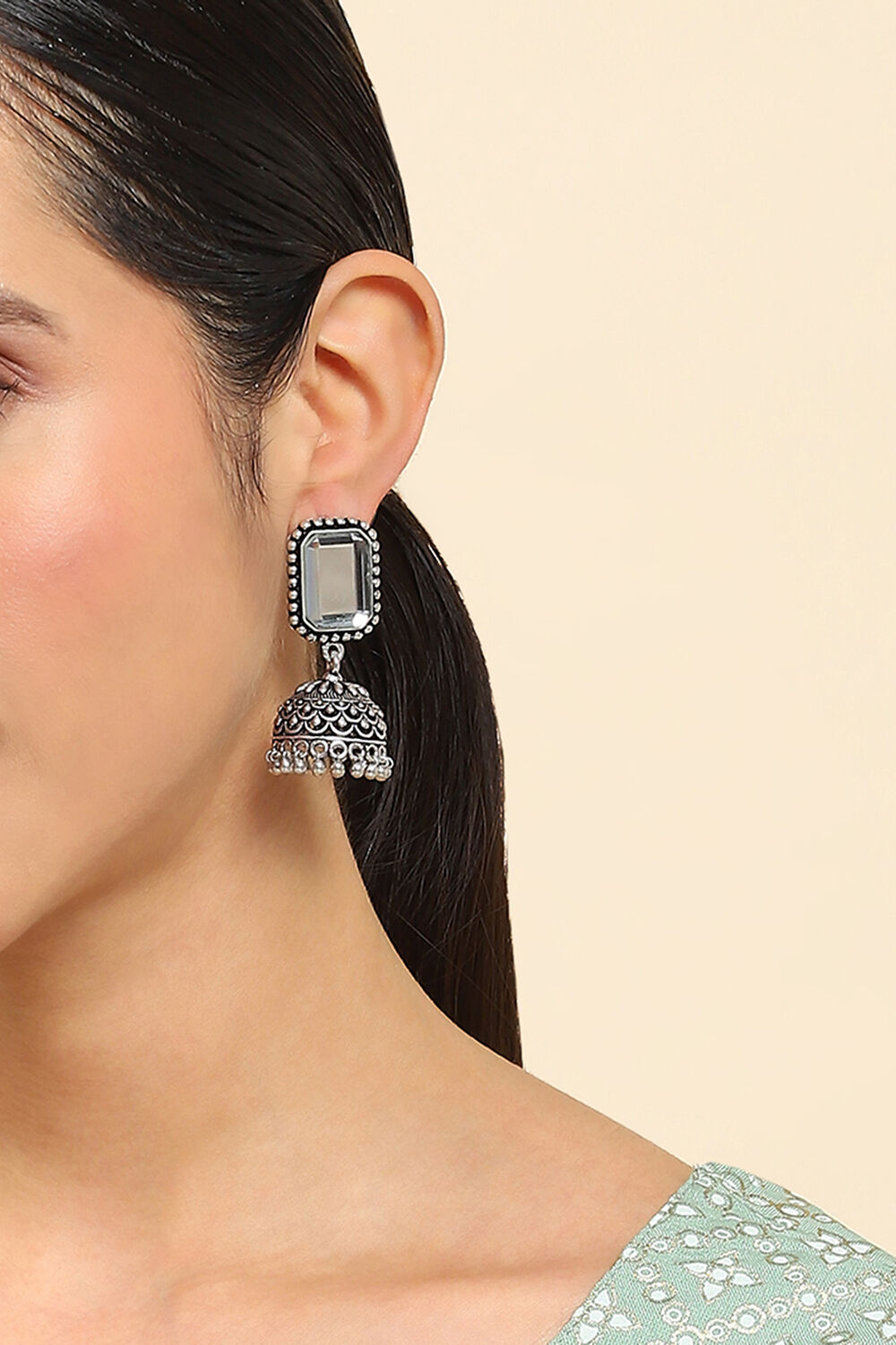 White Brass Jhumka image number 1