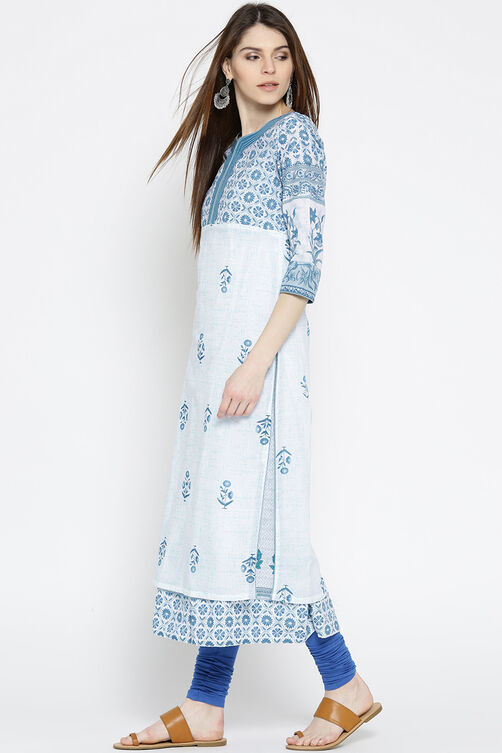 White Cambric Straight Kurta image number 2