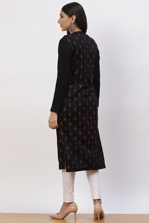 Black Acrylic Straight Kurta image number 5