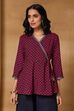Red Viscose Blend Regular Printed Top image number 6