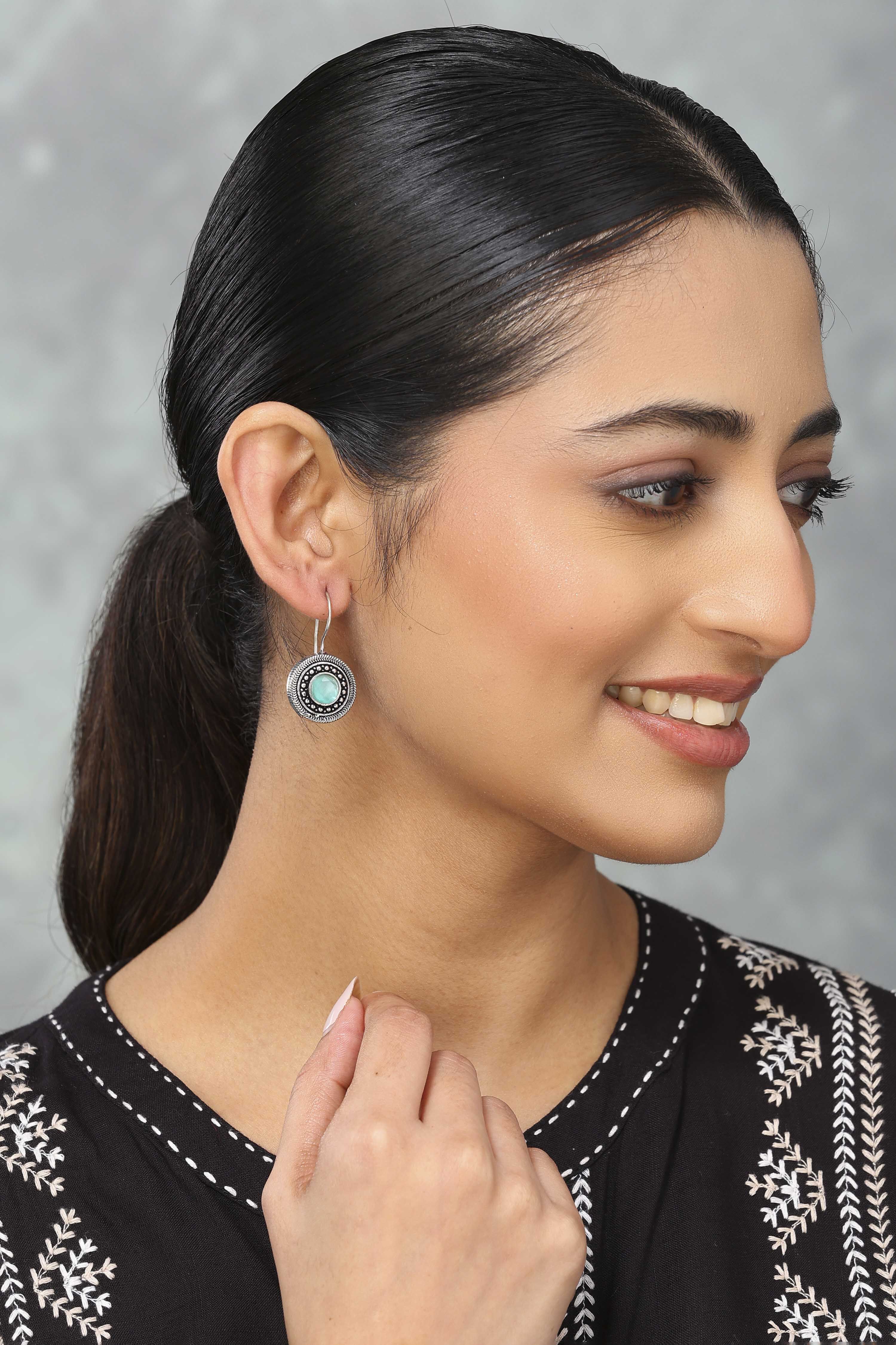 Mint Green Brass Drop & danglers image number 3