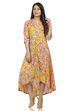 Yellow Flared Viscose Rayon Dress image number 0