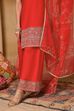 Pink Viscose Blend Straight Solid Suit Set image number 11