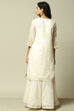 Off White Polyester Straight Yarndyed Kurta Palazzo Suit Set image number 5