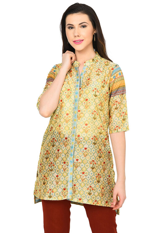Beige Straight Polyester Kurta image number 0