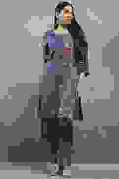 Blue Viscose Straight Kurta Pants Set image number 0