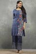 Blue Viscose Straight Kurta Pants Set image number 0