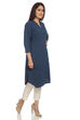 Blue Straight Cotton Kurta image number 2