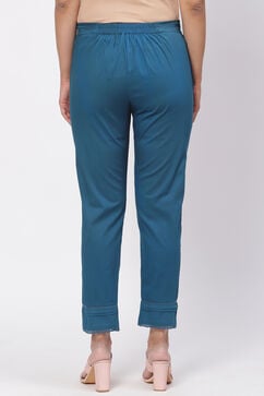 Cobalt Green Solid Slim Pants image number 4