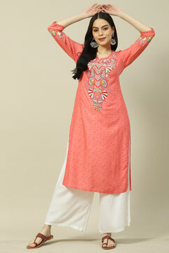 Coral LIVA Straight Kurta image number 0