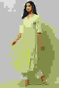 Lime Green Rayon Slub Tiered Dress image number 2