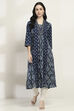 Indigo Cotton A-Line Kurta image number 5
