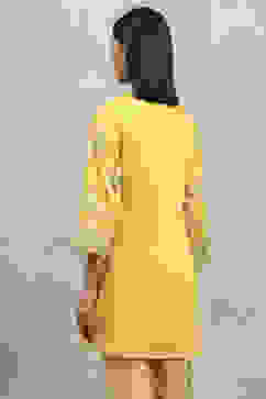 Yellow Viscose Blend Printed Straight Top image number 3