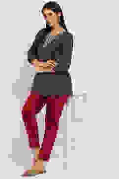 Blue Viscose Blend Printed Straight Top image number 0