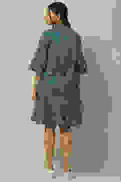 Indigo Cotton Blend Tiered Dress image number 3