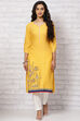 Mustard Art Silk Straight Kurta image number 0