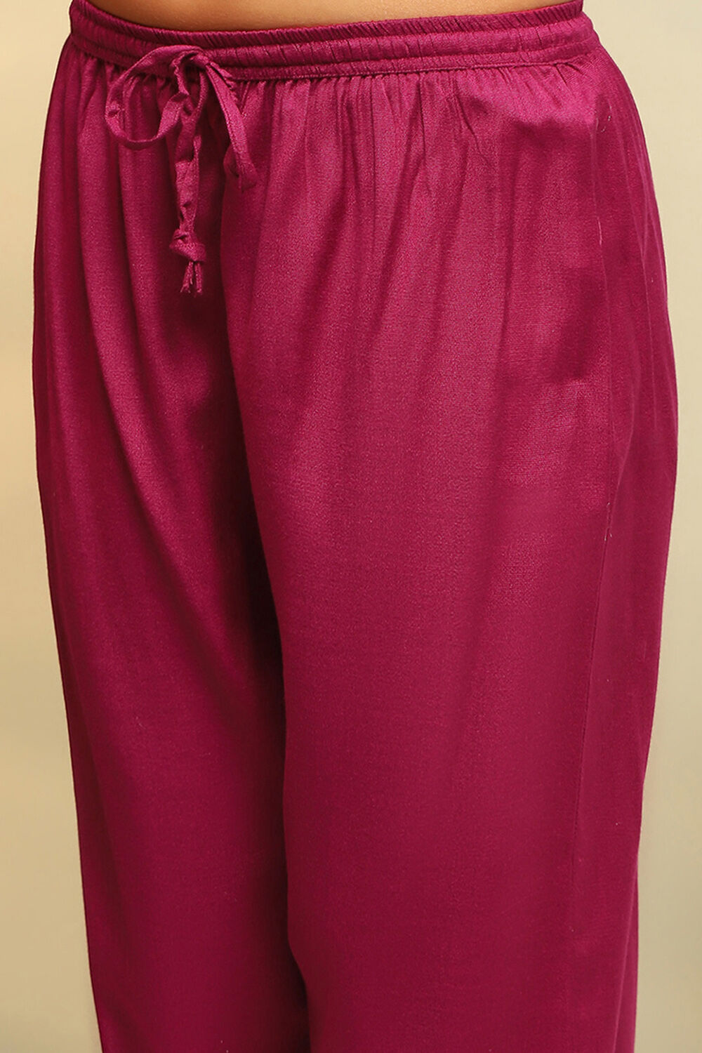 Mustard Acrylic Straight Yarn Dyed Kurta Palazzo Suit Set image number 2