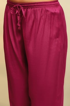 Phalsa Acrylic Straight Yarn Dyed Kurta Palazzo Suit Set image number 2