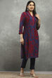 Blue Viscose Rayon Printed Straight Kurta image number 4