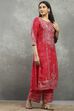 Pink Viscose A-line Kurta Pants Set image number 5