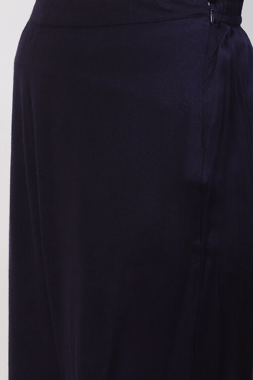 Navy Blue Acrylic Straight Suit Set image number 7