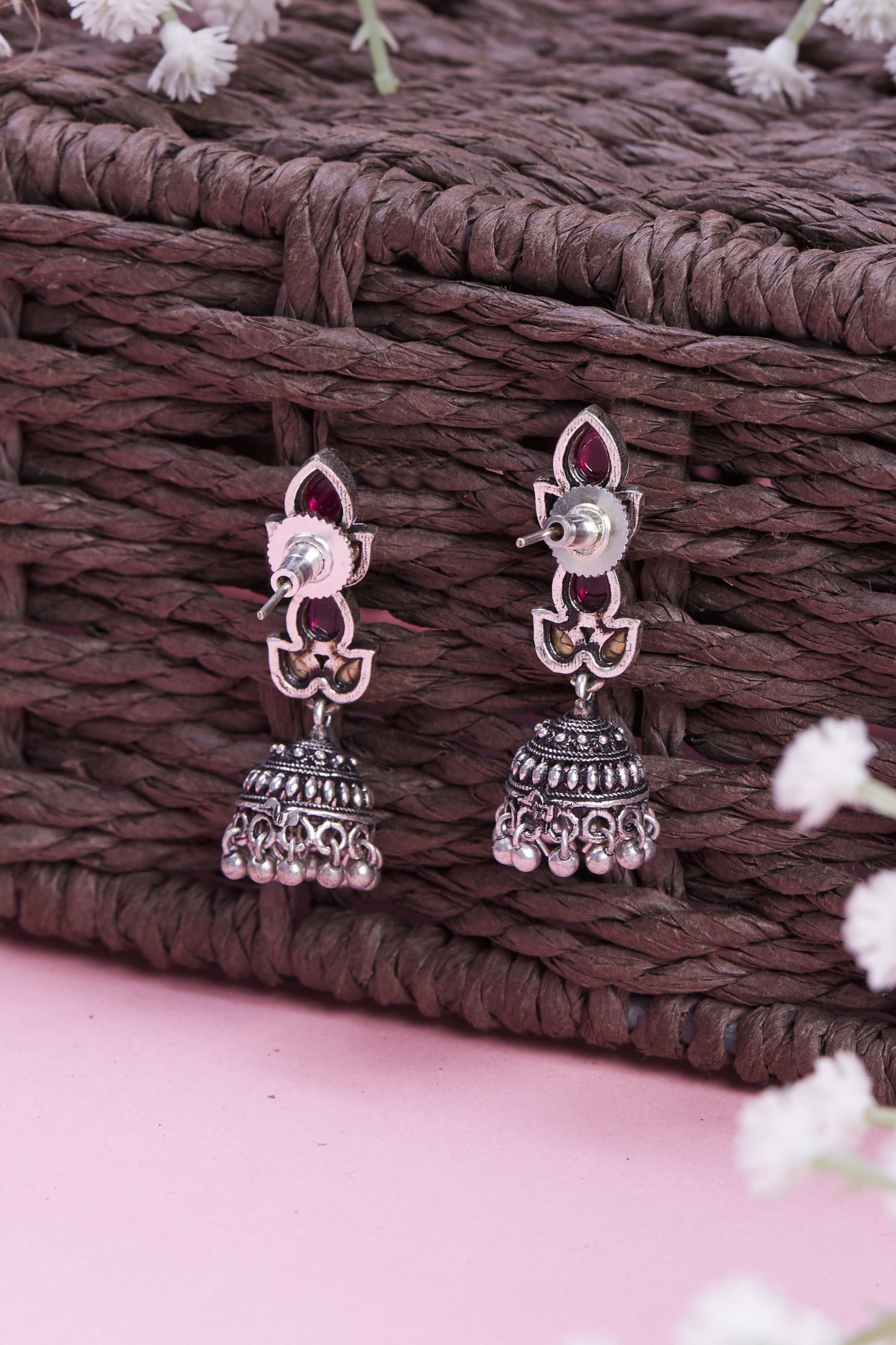 Red Brass Jhumka image number 2