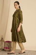 Green Viscose Blend A-Line Printed Kurta image number 2
