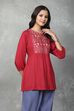 Red Rayon Straight Tops image number 4