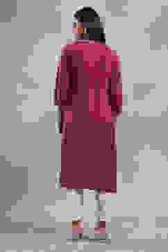 Pink Printed Straight Kurta image number 3