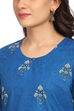 Teal Blue Straight Cambric Cotton Kurta image number 1