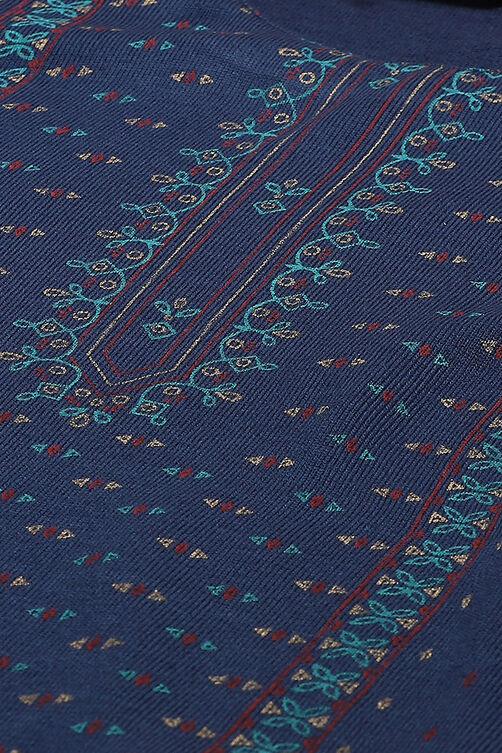 Blue Acrylic Straight Kurta image number 1