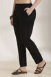 Black Cotton Blend Straight Pants image number 2