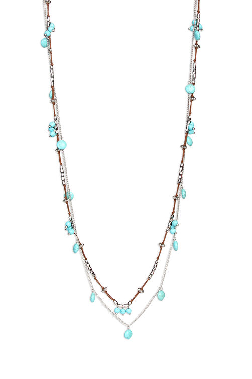 Turquiose Beads And Thread Necklace image number 2
