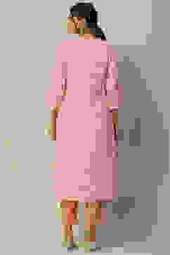 Pink Poly Chiffon Straight Suit Set image number 5