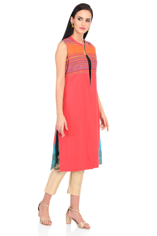 Coral Straight Cotton Kurta image number 2